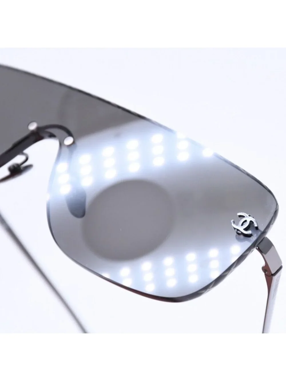 Chanel Shield Shape Sunglasses CC Logo Acetate Black Eyewear